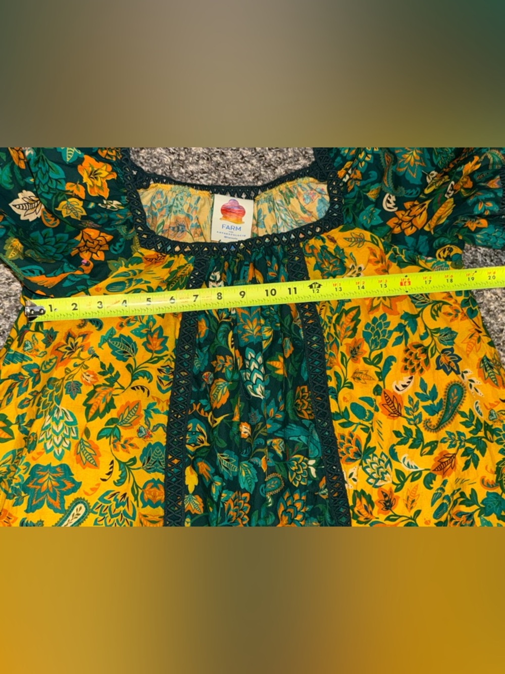Farm Rio for Anthropologie size M top multi color with crochet details - Picture 5 of 6